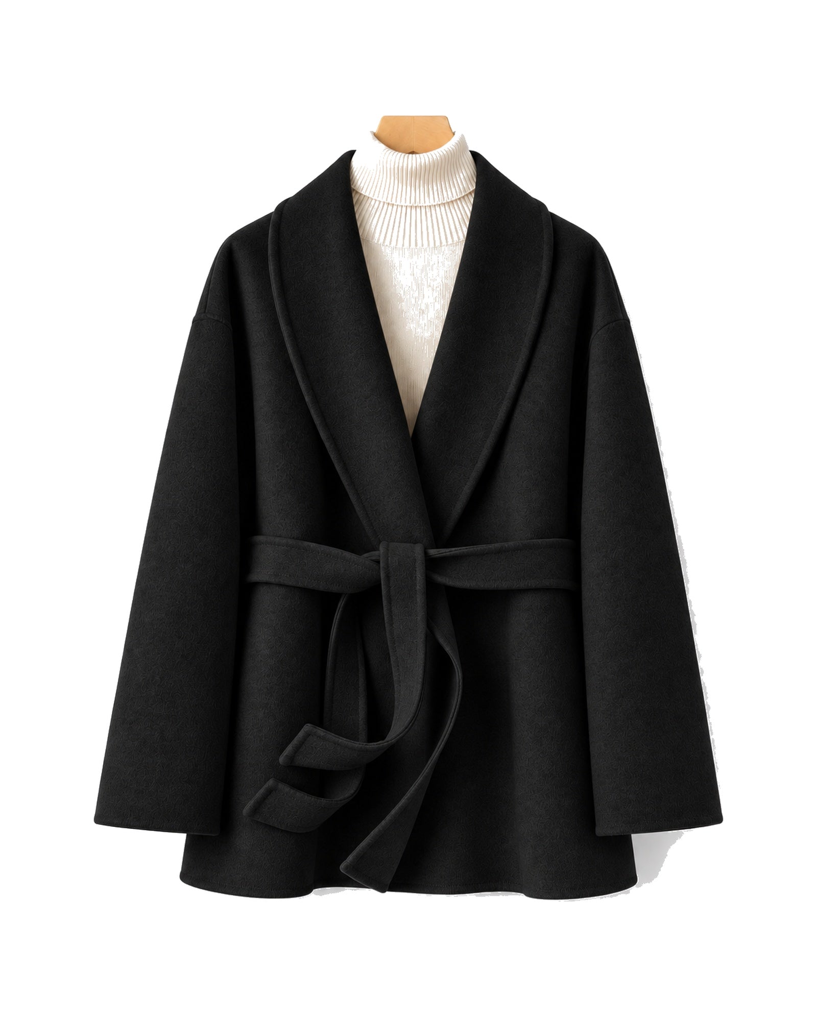 Shawl Collar - Belted Wrap Coat