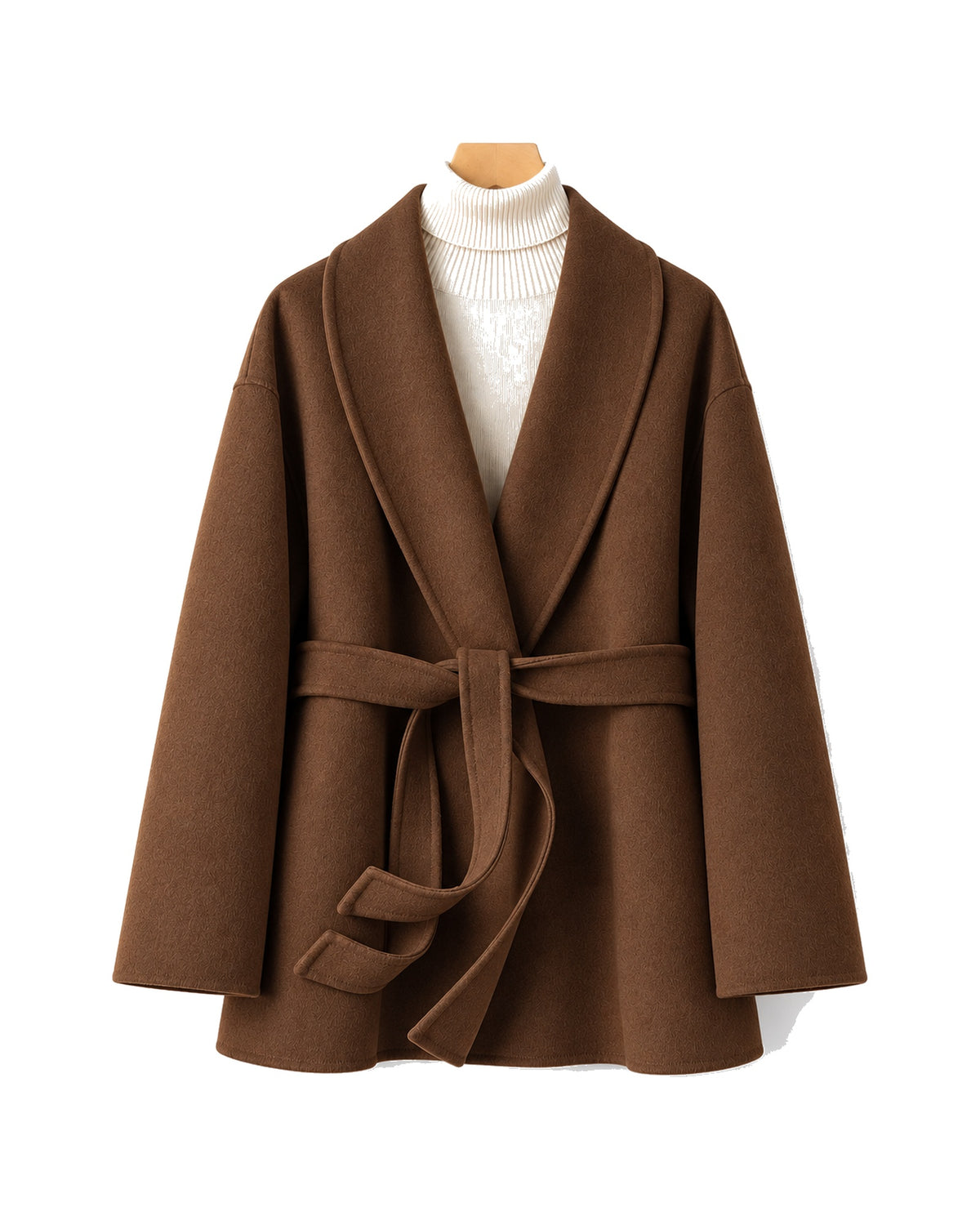 Shawl Collar - Belted Wrap Coat