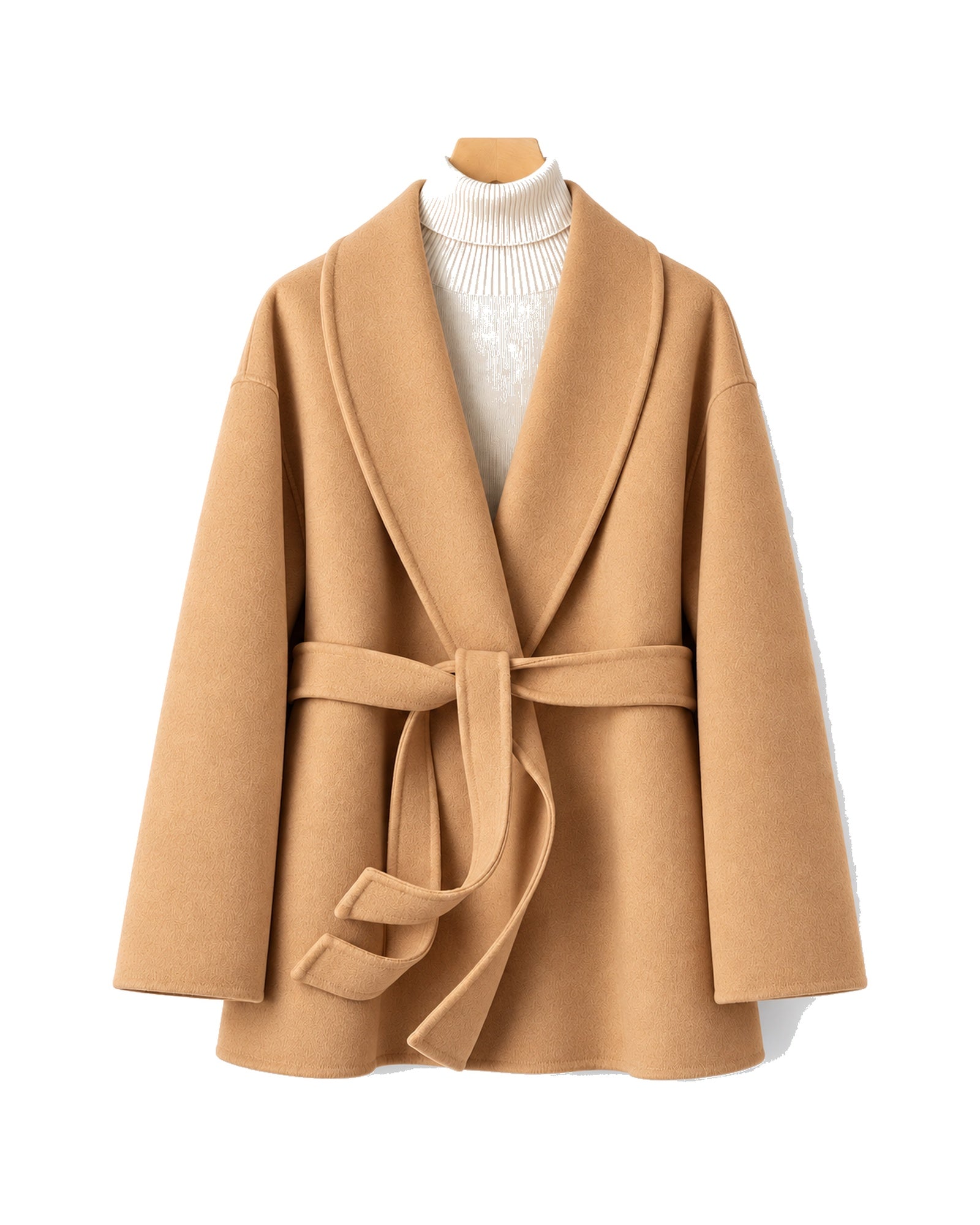 Shawl Collar - Belted Wrap Coat