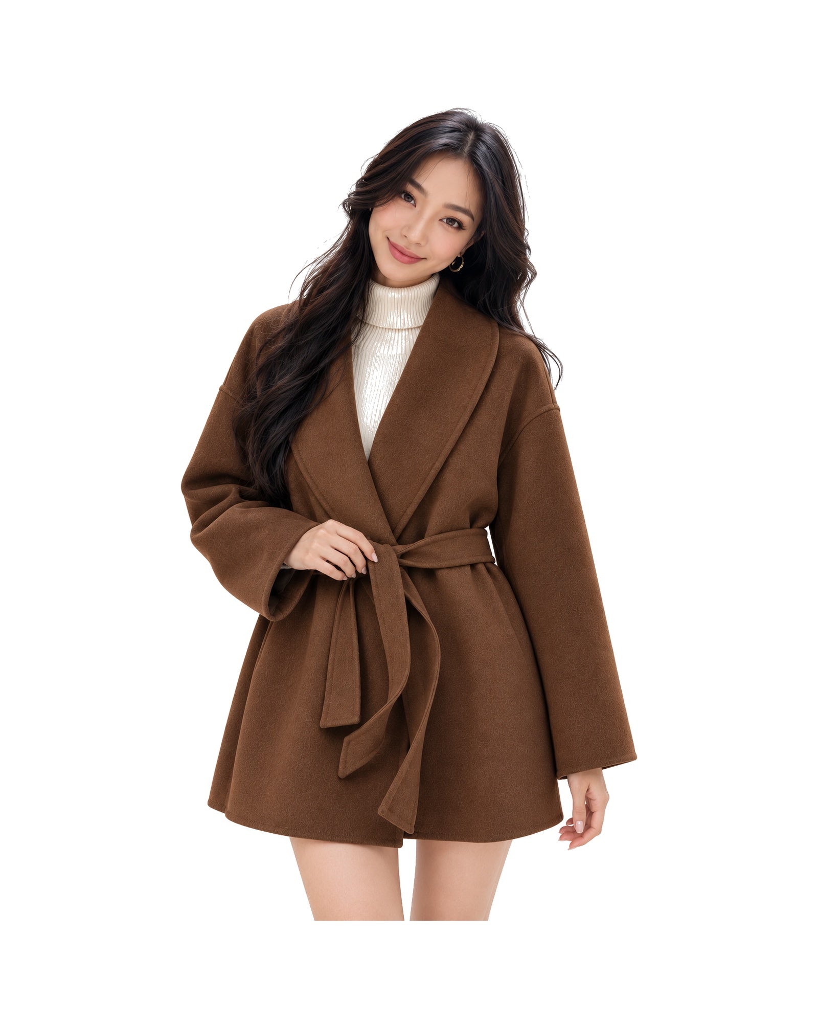 Shawl Collar - Belted Wrap Coat